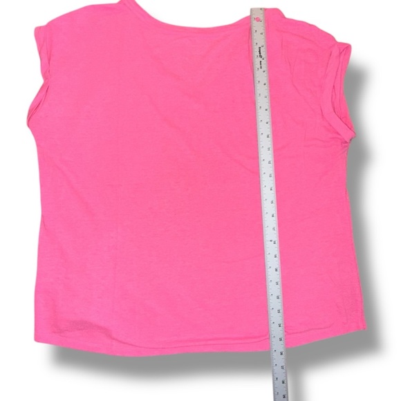 TALBOTS DROP SHOULDER V-NECK TEE - Plus 1X Brilliant Pink - Picture 10 of 13